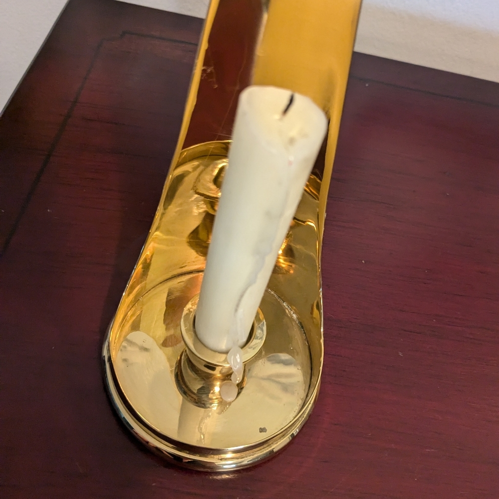 Solid Brass Partylite Vtg Chamber Loop Handle Candle Stick Holder Victorian EUC
